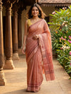 Peach and Maroon Nagamam Cotton Saree