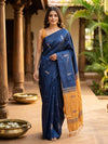 Navy Blue and Mustard Banana Silk Sarees