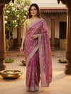 Mauve Pink and Gold Designer Organza Saree