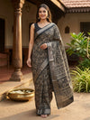Black and Cream Designer Zari Work Art Silk Saree