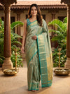 Teal Green and Gold Pure Kanchipuram Silk Saree