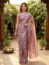 Dusty Mauve and Pink Floral Designer Printed Art Silk Saree