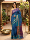 Peacock Blue and Purple Chettinad Cotton Saree
