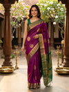 Magenta Purple and Green Pure Silk Cotton Saree