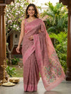 Dusty Pink and Maroon Linen Cotton Saree