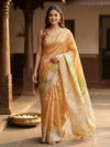 Mustard Gold and Green Designer Semi Tussar Saree