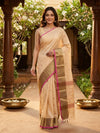 Cream and Pink Chettinad Cotton Saree