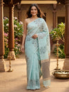 Aqua Blue and Grey Nagamam  Cotton Saree