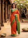 Orange and Green Kanchipuram Fancy Silk Saree