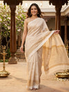 Cream and Gold Nagamam Cotton Saree