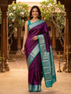 Purple and Teal Pure Kanchipuram Silk Saree