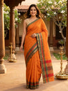Orange and Green Chettinad Cotton Saree