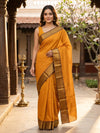 Mustard Yellow and Olive Brown Chettinad Cotton Saree