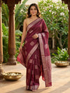 Maroon and Silver Silk Cotton Saree