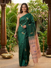 Bottle Green and Peach Banana Silk Sarees