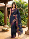 Navy Blue and Magenta Chettinad Cotton Saree