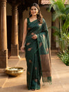 Bottle Green and Copper Silk Cotton Saree