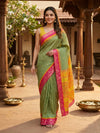 Green and Pink Dola Silk Saree