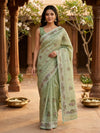 Sage Green Designer Embroidery Work Art Silk Saree