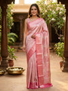 Rose Pink and Silver Pure Kanchipuram Silk Saree