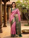 Pink and Green Pure Kanchipuram Silk Saree