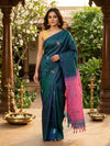 Teal Green and Pink Banana Silk Sarees