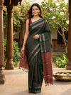 Dark Green and Maroon Silk Cotton Saree