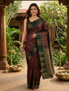 Maroon and Black Pure Silk Cotton Saree