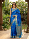 Royal Blue and Turquoise Pure Kanchipuram Silk Saree