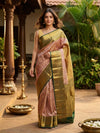 Mauve Pink and Green Pure Kanchipuram Silk Saree