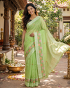 Light Green Linen Cotton Saree