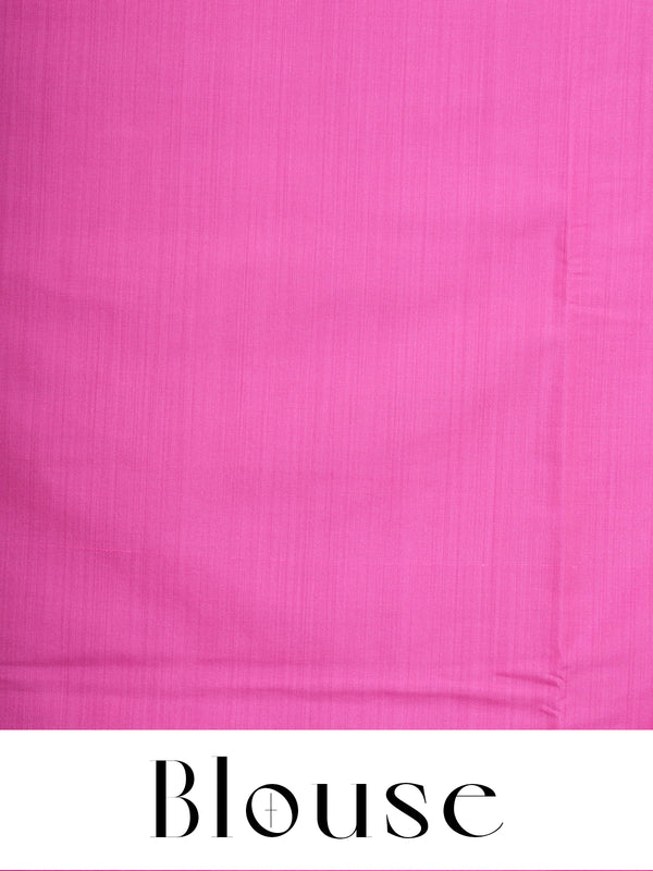 Sky Blue with Pink - Semi Silk Saree
