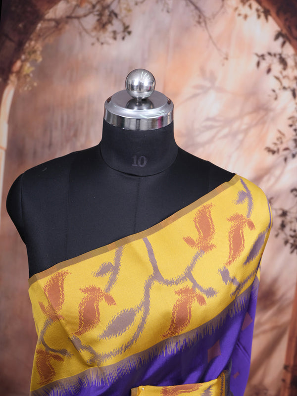 Purple and Golden-Yellow Fancy Silk Saree