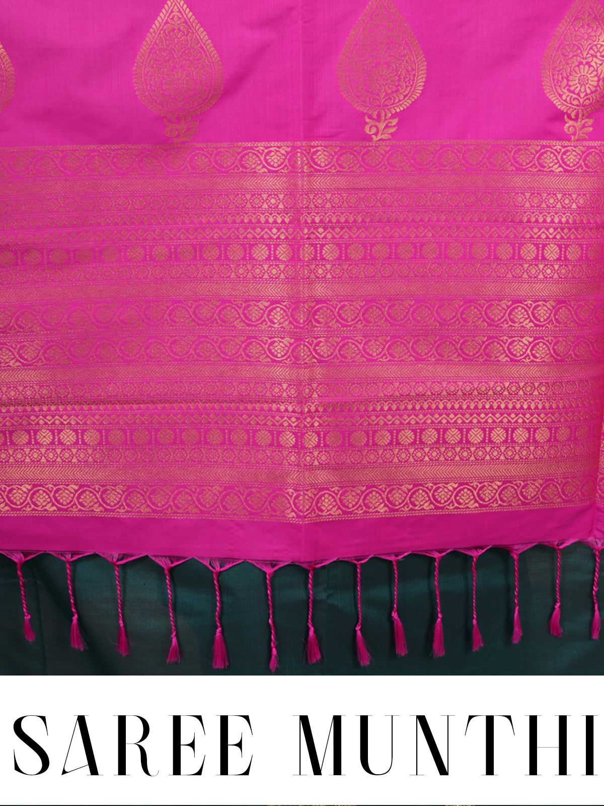 Bottle Green with Magenta Pink - Kanchipuram Semi Silk Saree