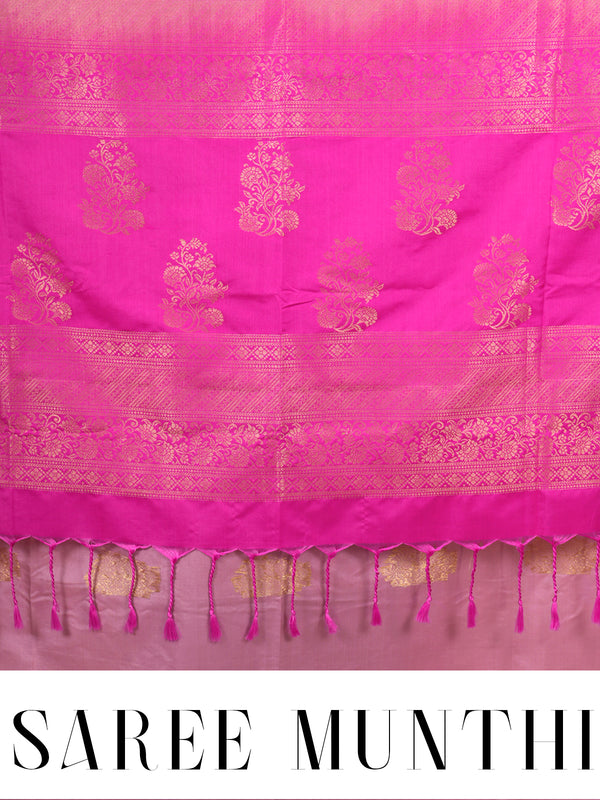Pink with Magenta  Semi Silk Saree