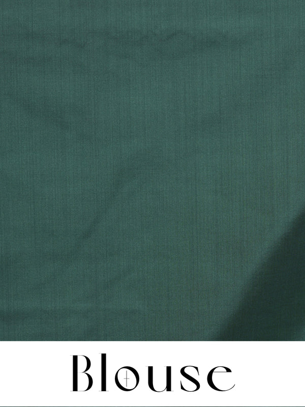 Mustard Yellow with Teal Blue Semi Silk Saree