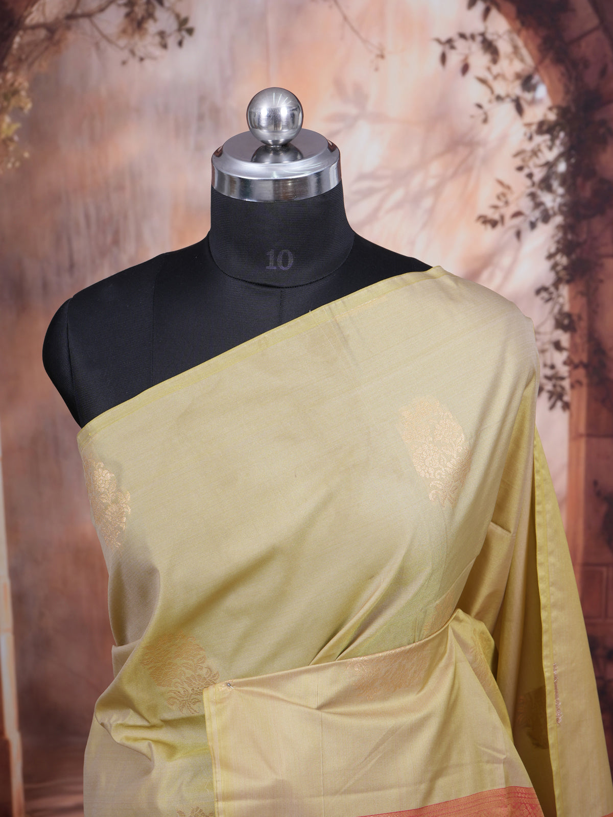 Mustard Green with Rani Pink Semi Silk Saree