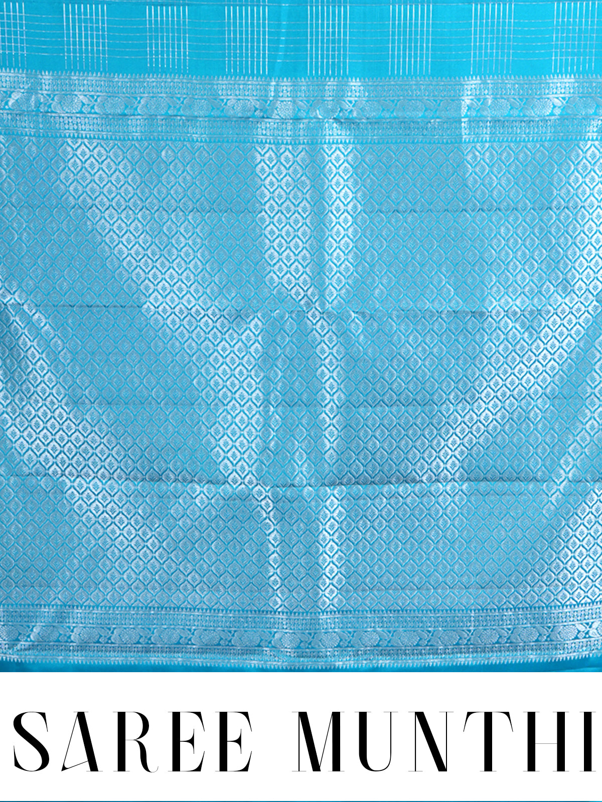 Turquoise Blue with Silver Zari Pure kanchipuram Silk Saree