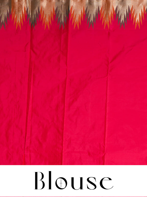 Elegant Crimson Red with Antique Gold  Pure Kanjivaram Silk Saree with Temple Border