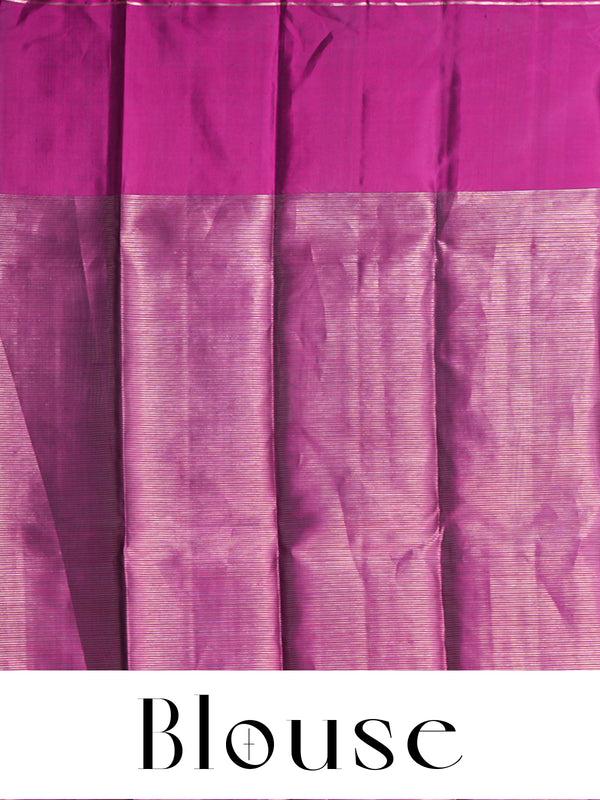 Bottle Green with Magenta Pink Pure Kanjivaram silk saree