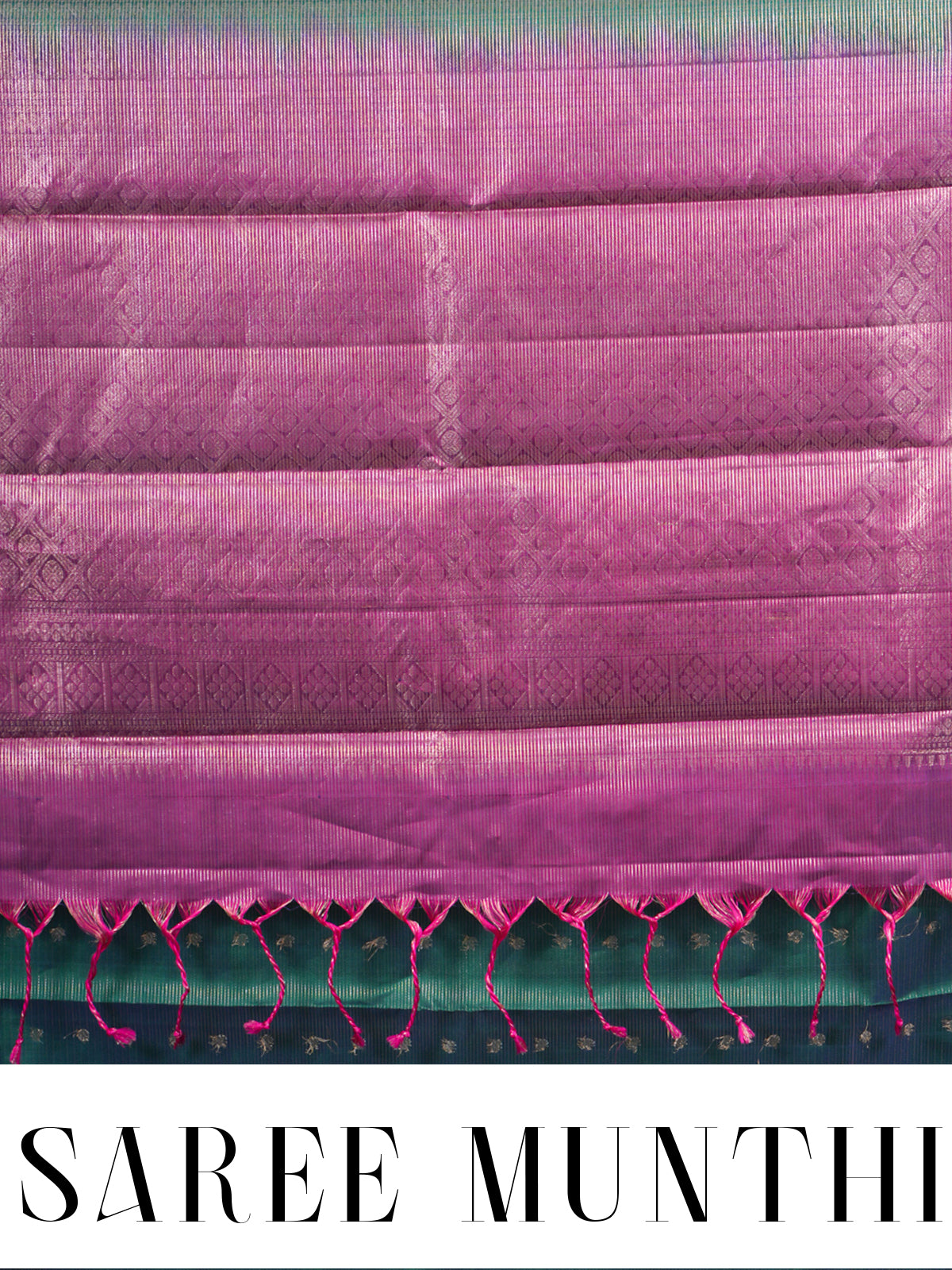 Bottle Green with Magenta Pink Pure Kanjivaram silk saree