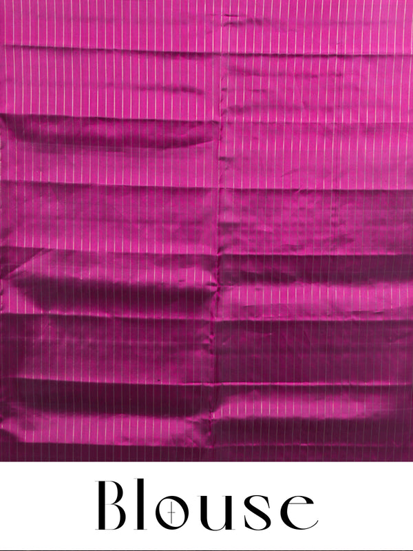 Dark Earth Brown and Magenta Kanchipuram Pure Mix Saree