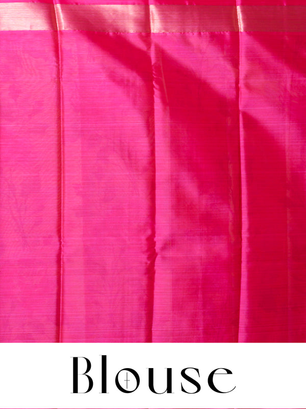 Magenta Pink and Gold Kanchipuram Fancy Silk Saree
