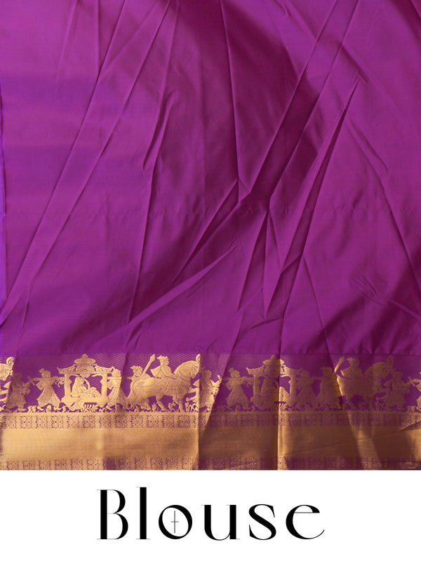 Off-White and Magenta Kanchipuram Fancy Silk Saree