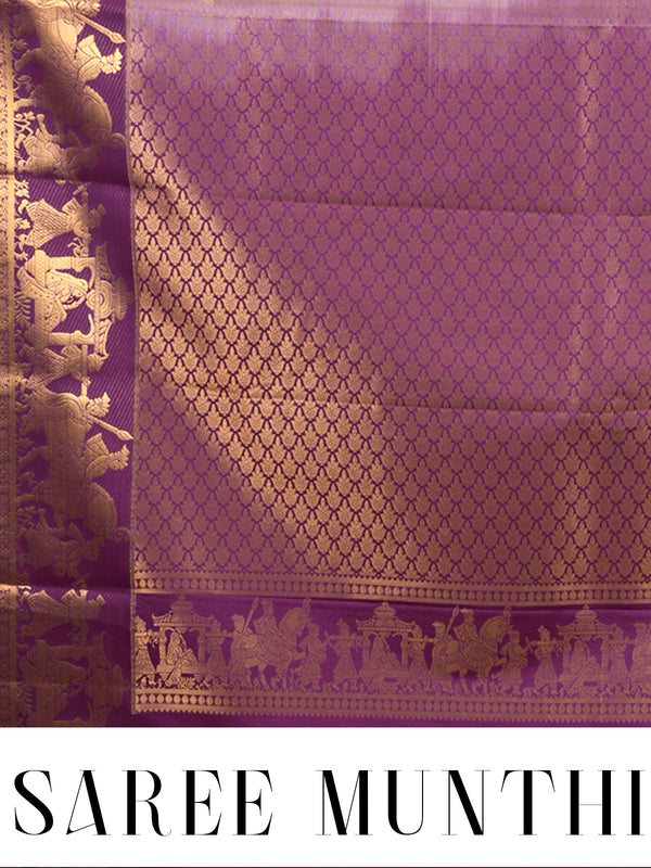 Off-White and Magenta Kanchipuram Fancy Silk Saree