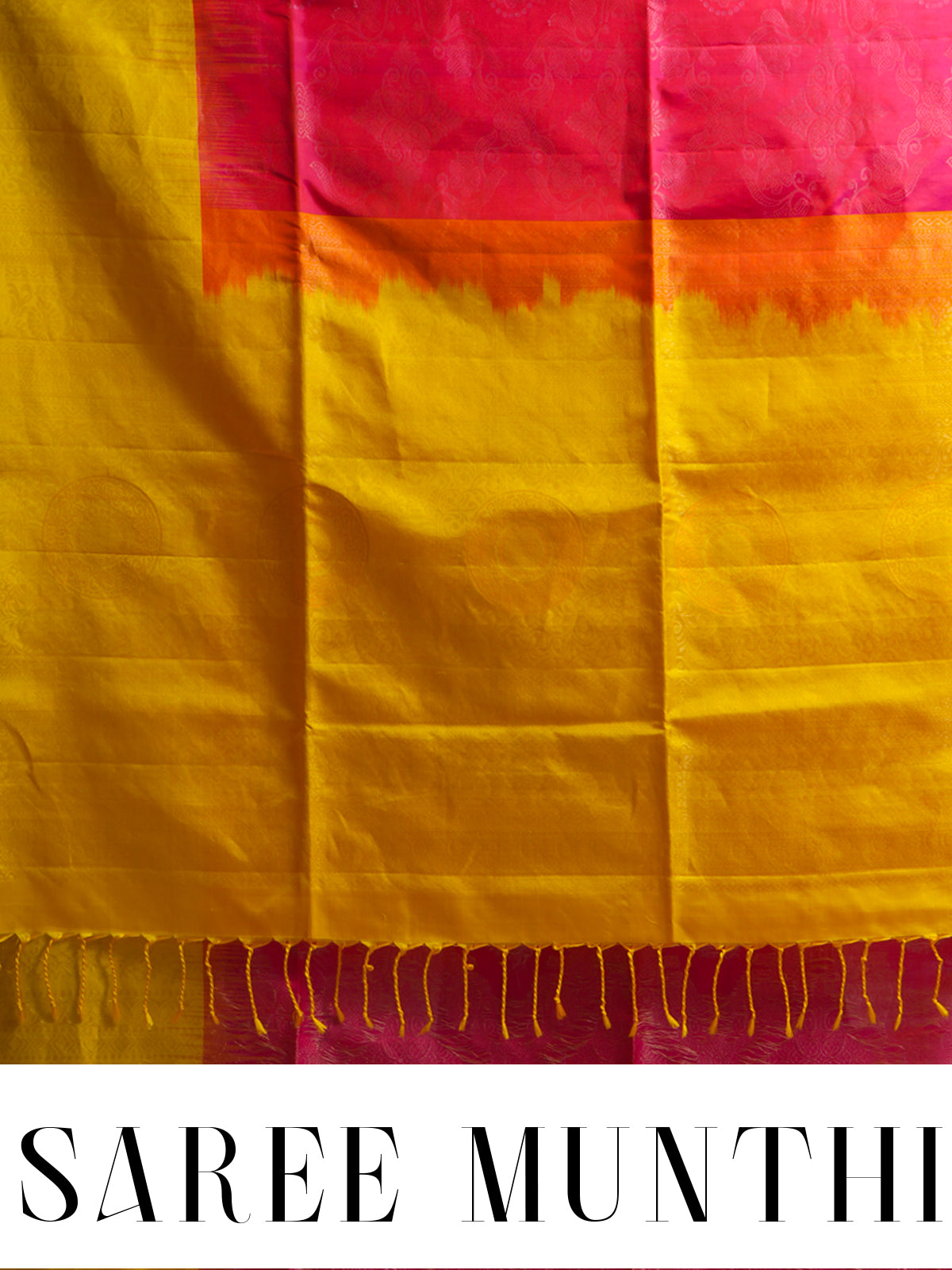 Yellow and Pink Pure Soft Silk Saree