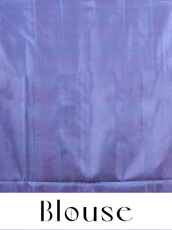 Orange and Off-White Checked Pure Soft Silk Saree