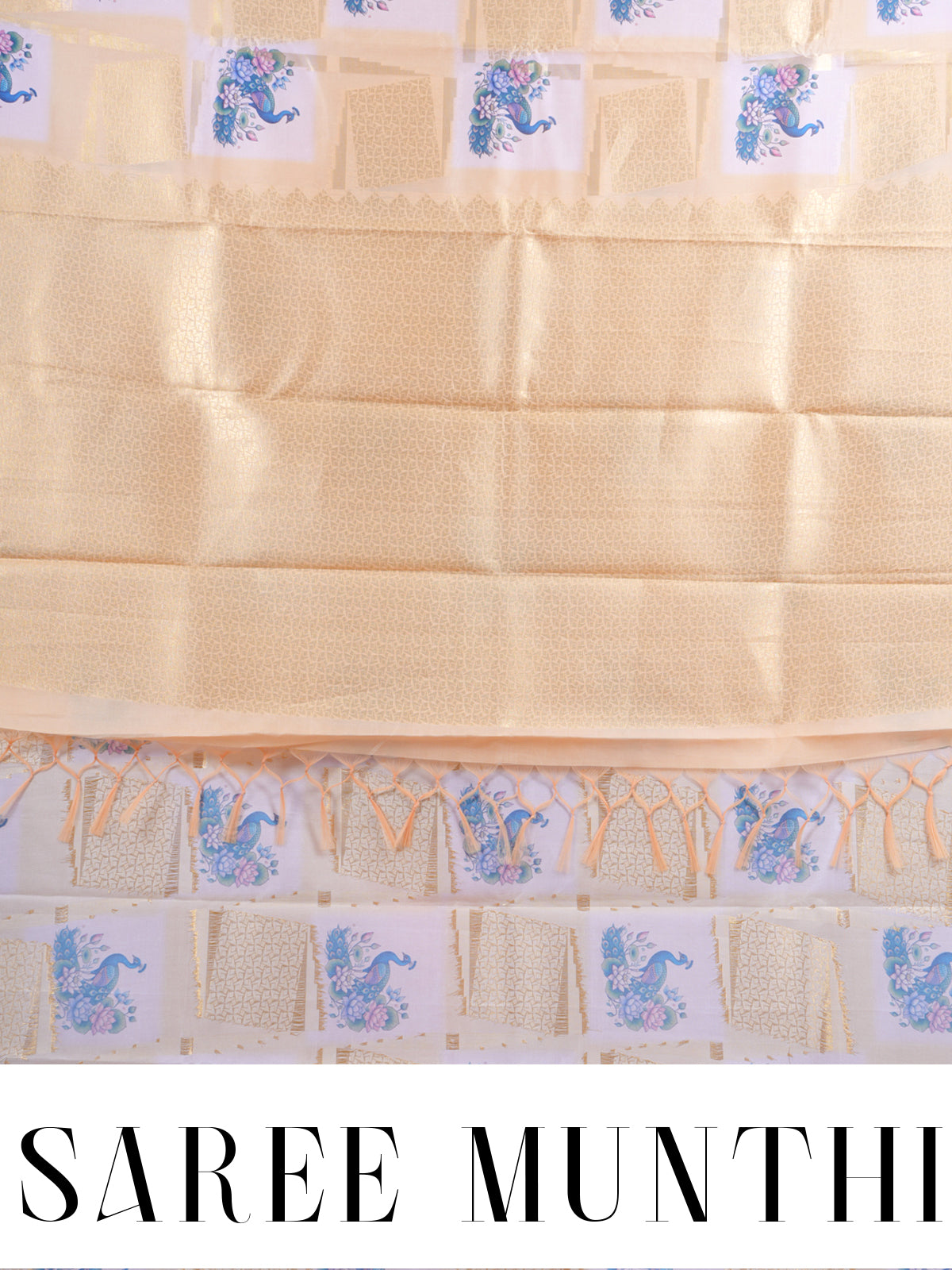 The Royal Peacock cream and pastel yellow Semi Tussar Saree
