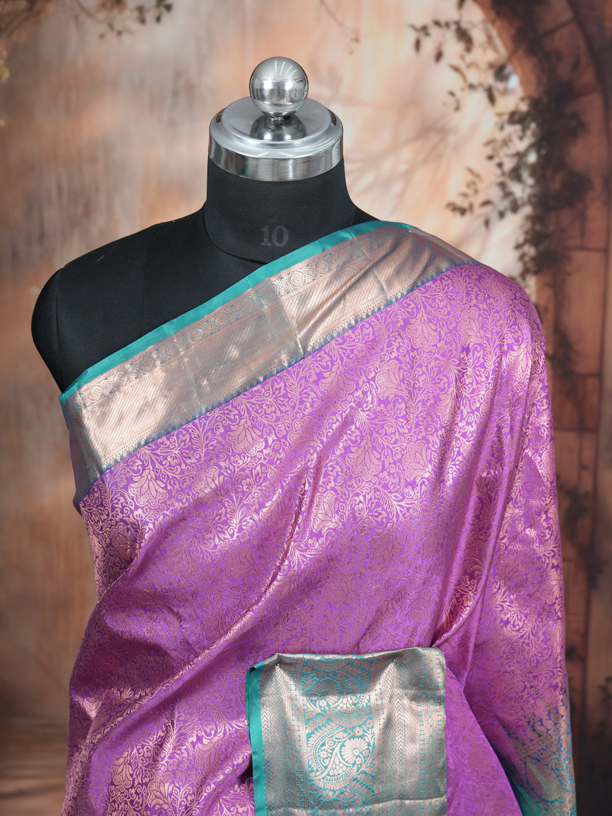 Lavender Orchid and Seafoam Green Kanchipuram Pure Mix Saree