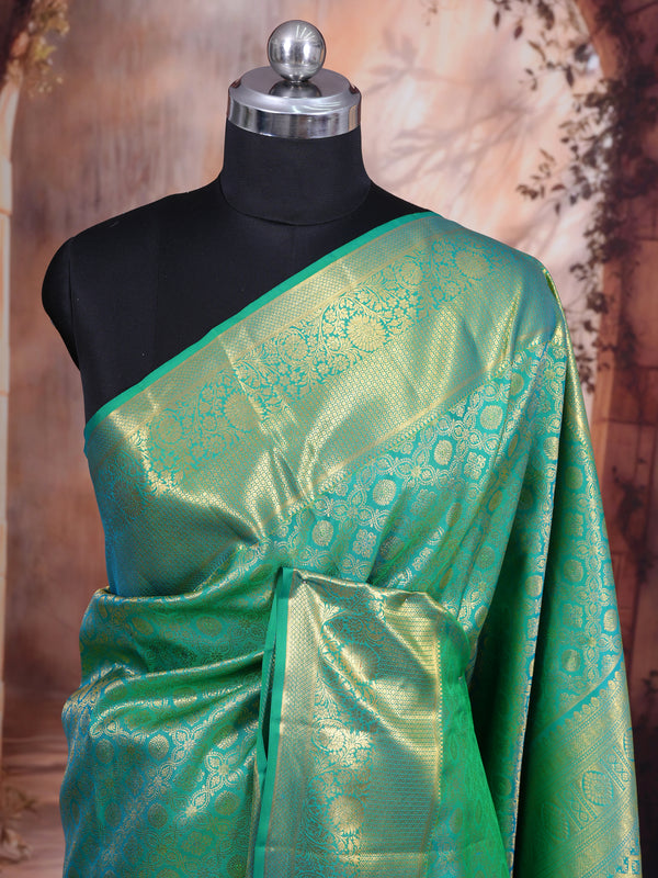 Sea Green and Gold Pure Kanchipuram Silk Saree